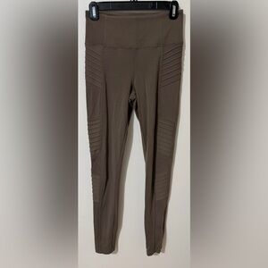 Athleta Delancey Moto Leggings Brown High Rise XS Athleisure Zip Ankle